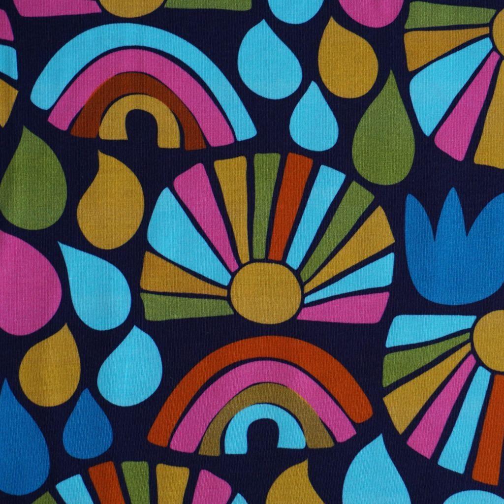 Preview: Baumwolljersey abstrakte Regenbogen bunt - Karina+Kind